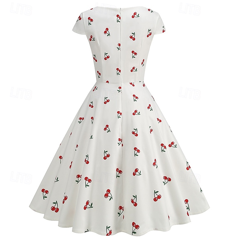 Lata 50. Retro / vintage Rockabilly Do kolan Sukienka kopertowa Sukienka huśtawka Rozkloszowana sukienka Normalny Krótki kimonowy Kwiaty Obcisła i rozszerzona Huśtawka wisząca W serek Strój na bal 2026 - $32.99 –P12