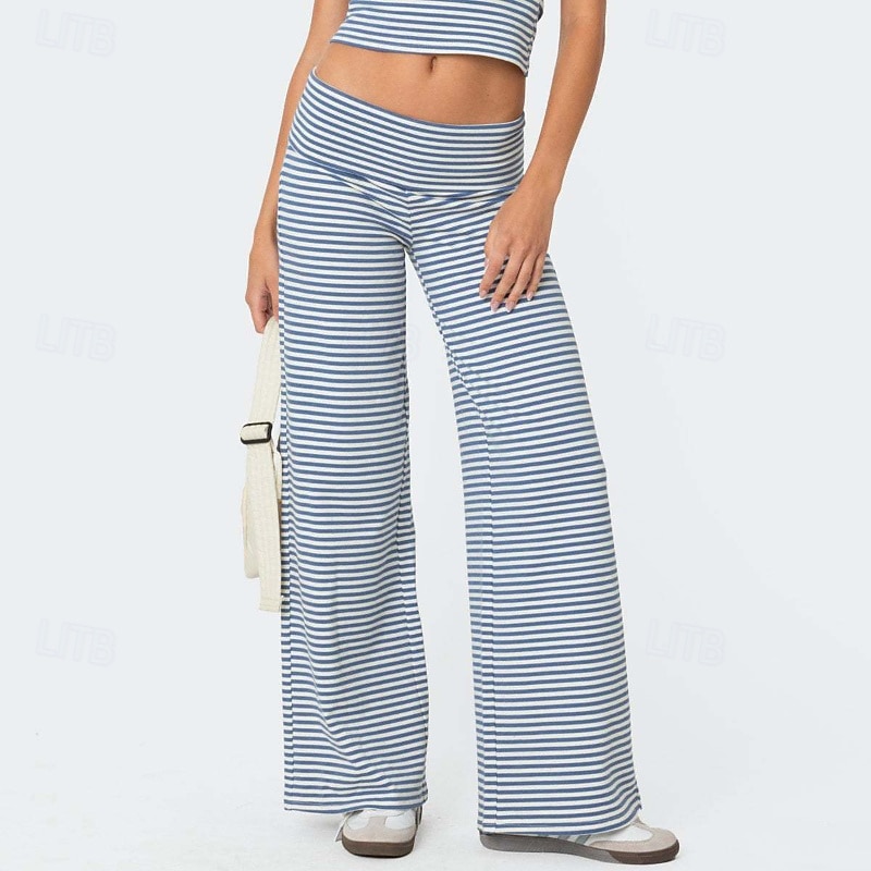 dámské kalhoty kalhoty streetwear ležérní celovečerní přírodní pruhovaný elastický pas outdoor pohodlný street víkend purpurová šedá černá růžová léto regular fit 2026 - $27.99 –P3