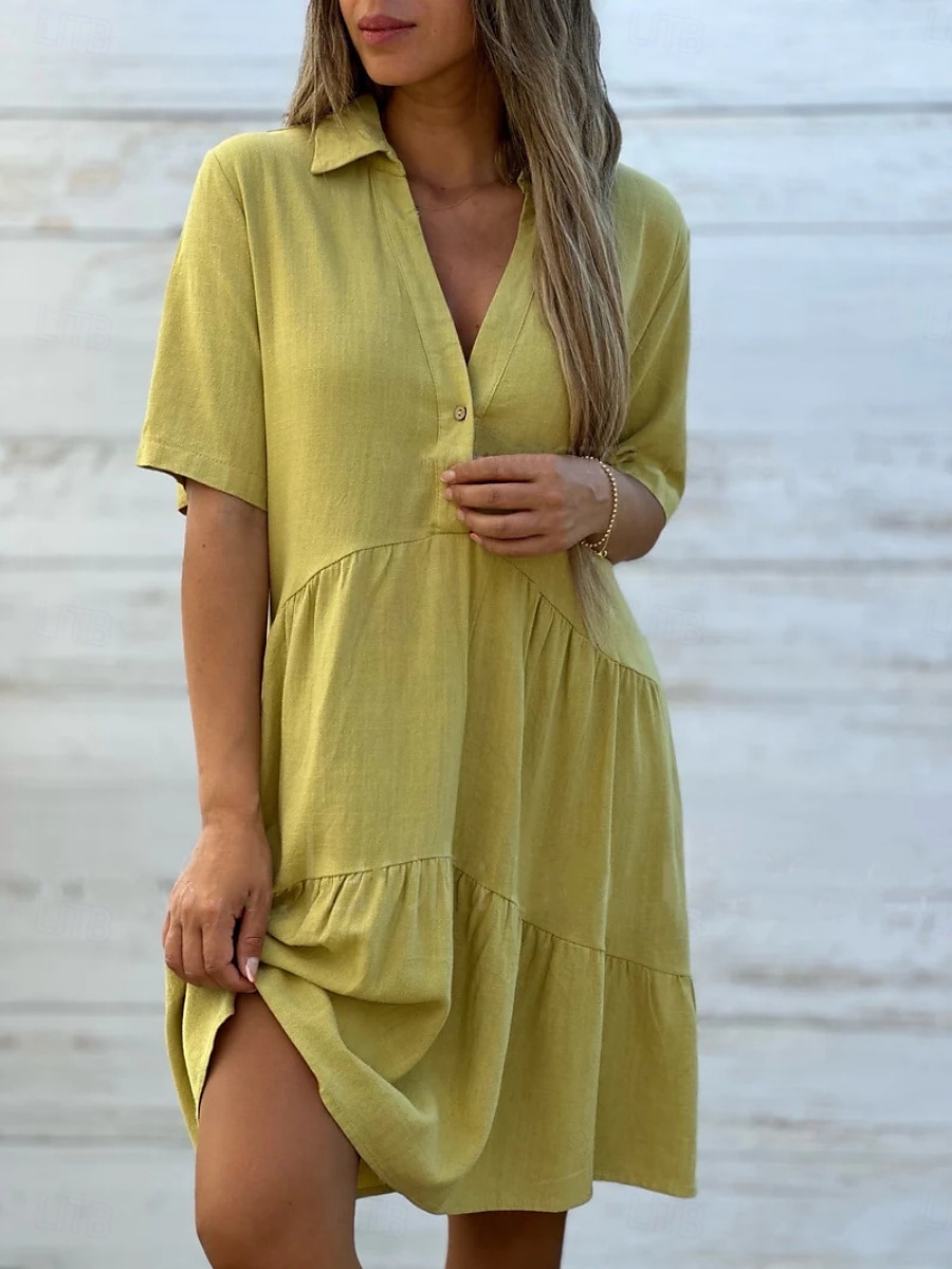 Pentru femei Rochie Mini Rochie albă Rochii Tip Cămașă Rochie casual Rochie de vară Modă Clasic Modern Zilnic Sfârșit de săptămână Fit regulat Simplu Manșon Jumate Guler Cămașă Negru Alb Roșu-aprins 2025 - $21.99 –P5