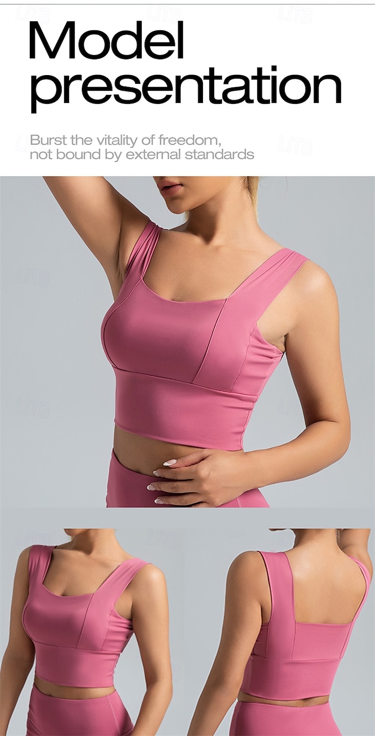Women's Light Support Sports Bra Running Bra Open Back Wirefree Bra Top Padded Fitness Leisure Sports Running Breathable Lightweight Soft Spandex Dark Pink Pink+Red Rust Red Solid Colored 2025 - $25.99 –P7