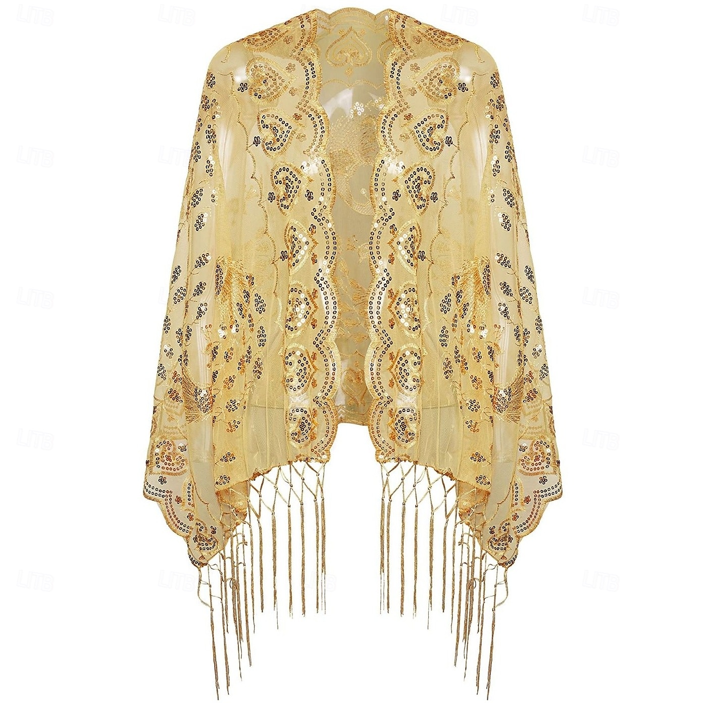 Retro Vintage Goldene Zwanziger 1920er Schal Wickeln Schals Der große Gatsby Flapper-Mädchen Pailletten Quastenfransen Damen Karneval Hochzeit Abendgesellschaft Maskerade Erwachsene Schal 2025 - $13.99 –P8