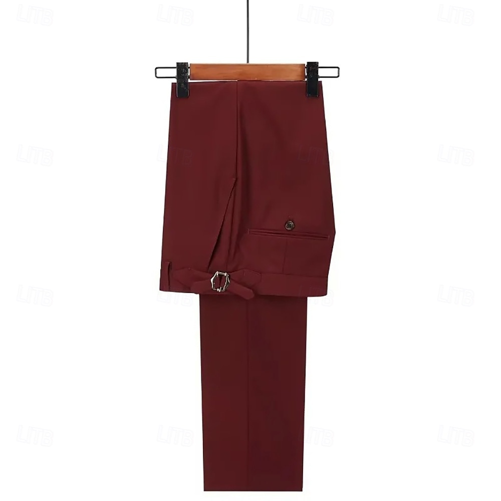 Heren Bruiloft Feestpakken Zwart Bordeau Mode Zaken Effen Kleur Standaard Pasvorm 2-Piece Dubbelzijdig Met Twee Knopen 2025 - $122.99 –P4