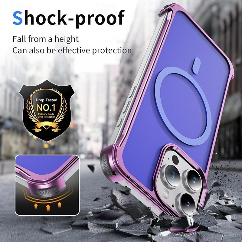 телефон Кейс для Назначение iPhone 16 Про Макс Плюс Айфон 15 Про Макс Плюс iPhone 14 13 12 Pro Max Plus Кейс на заднюю панель Магнитный Поддержка беспроводной зарядки Защита от удара Ретро Металл 2025 - $35.99 –P5