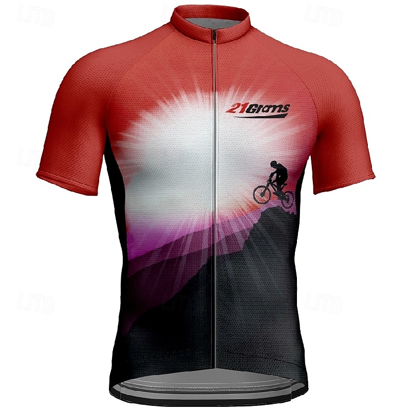 Men's Cycling Jersey Short Sleeve Bike Tee Tshirt Jersey with 3 Rear Pockets Mountain Bike MTB Breathable Quick Dry Anatomic Design Wicking Wine Red Yellow Red Sports Clothing Apparel 2025 - $28.99 –P5