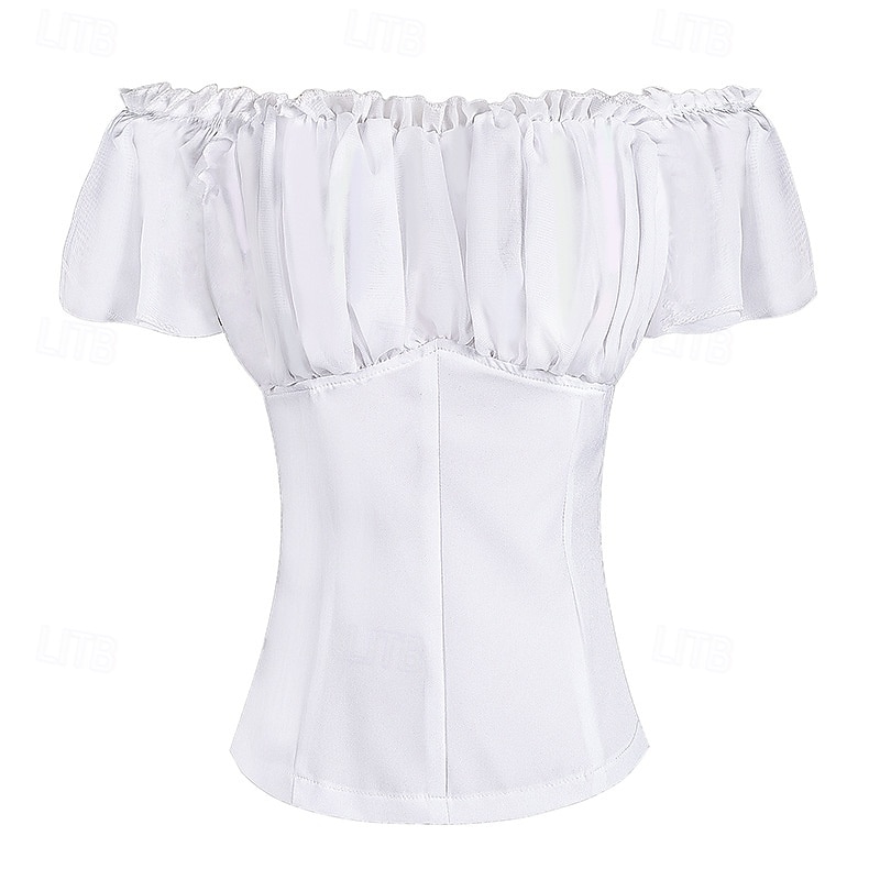 Retro / vintage Rococo Renascentist Bluză / Cămașă Dantelă Funde Culoare solidă Pentru femei Pirat Regal Mascaradă Casul / Zilnic Adulți Bluză 2025 - $27.99 –P2
