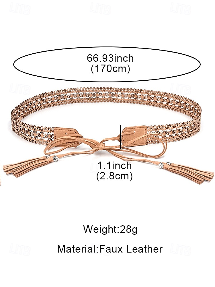2025年 女性用ボヘミアン レースアップ タッセル ベルト - ヴィンテージ 中空フェイクスエード ウエスト ベルト、ドレス、フェスティバル、カジュアルな服装に最適な調節可能な幅広シンチ ベルト コレクション – $11.99 –P9
