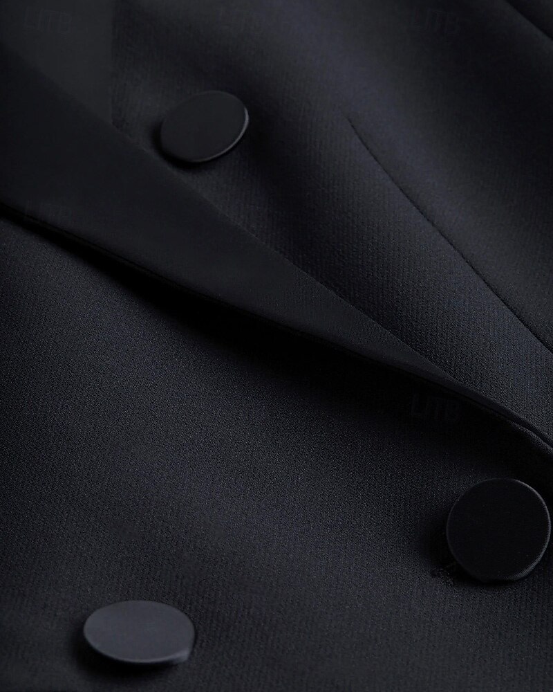 robe de mère de la mariée sirène / trompette robe de smoking élégante col en V fendu haut longueur au sol crêpe sans manches avec poches à rabat couleur unie 2025 de 2025 ? $118.99 -P5