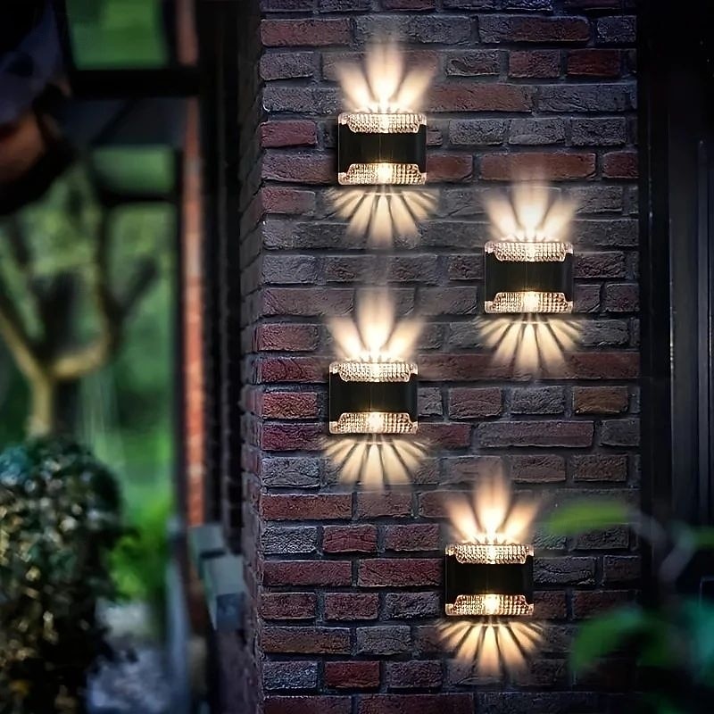 4 τεμ led ηλιακά φωτιστικά τοίχου εξωτερικού χώρου φωτιστικό φράχτη πάνω-κάτω φωτιστικό φωτιστικό τοίχου αδιάβροχο εξωτερικού χώρου αυλή κήπου ατμόσφαιρα τοπίου διακοσμητικά φώτα 2026 - $15.99 –P6