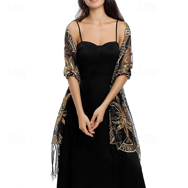Scialle Donna Elegante Senza Maniche Poliestere Stole da matrimonio Con Nappa Per Feste Primavera & Estate del 2025 a $14.99 –P7
