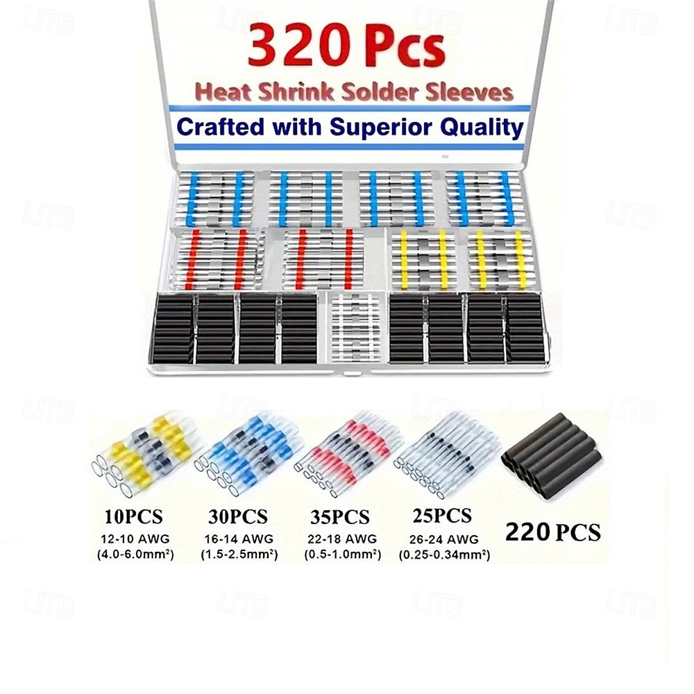 320Pcs/Set Box Solder Ring Heat Shrink Pressure Free Tube Solder Seal Electrical Butt Connector Wire Cable Gland Terminal Kit 2026 - Kč282 –P1