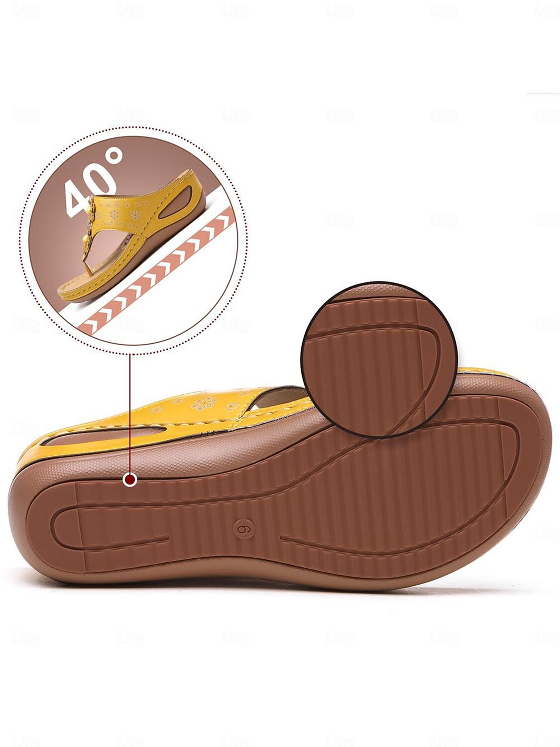 damskie sandały na koturnie z wkładką masującą – kwiatowe, boho japonki na co dzień, na lato, na plażę i na zewnątrz 2025 - $32.99 –P4