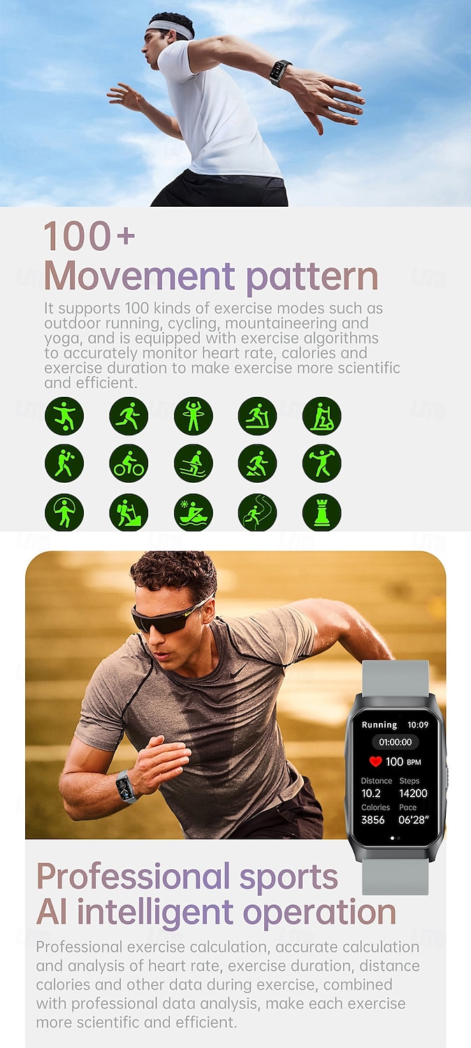 Cardica Men's Smart Watch Blood Glucose Monitor Bluetooth Call Blood Pressure Heart Rate IP68 2025 - $39.99 –P14