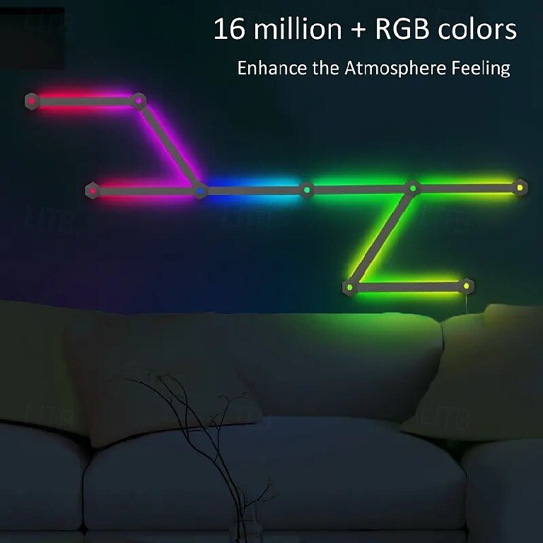 intelligente Wandlichtlinien mit Musiksynchronisation, dimmbare WLAN-Lichtlinien für Schlafzimmer, Wohnzimmer, Gaming, Party, Heimdeko 2025 - $116.99 –P4
