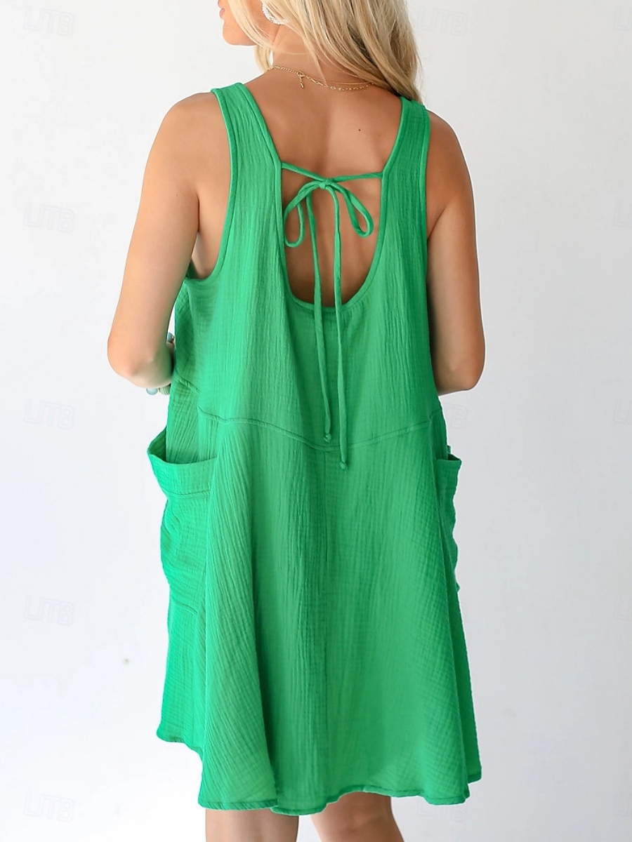 Women's Mini Dress Petite Dress Casual Dress Summer Dress Slip Dress Fashion Classic Modern Daily Beach Weekend Regular Fit Plain Sleeveless U Neck Black Navy Blue Blue Green Summer 2025 - $18.49 –P12