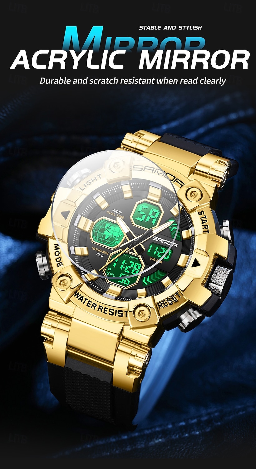 SANDA Men Digital Watch Large Dial Outdoor Sports Fashion Luminous Alarm Clock Calendar Chronograph Silicone Watch 2026 - $38.99 –P10