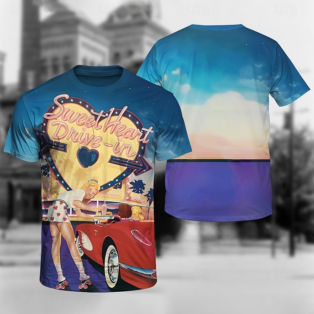 T-skjorte Retro plakat Retro jente Graphic Til Herre Voksne Maskerade 3D-utskrift Feriereise Fest 2025 - $13.99 –P2