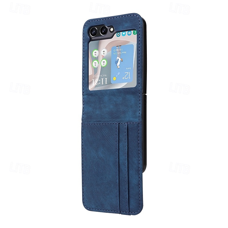 Phone Case For Samsung Galaxy Z Flip 6 Z Flip 5 Z Flip 4 Z Flip 3 Back Cover Card Slot Shockproof Retro TPU PU Leather 2025 - $15.99 –P2