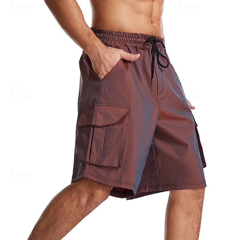 Men's Cargo Shorts Shorts Bermuda shorts Casual Shorts Baggy Multi Pocket Straight Leg Plain Breathable Moisture Wicking Knee Length Outdoor Casual Running Fashion Streetwear Red Blue Micro-elastic 2025 - $25.99 –P7