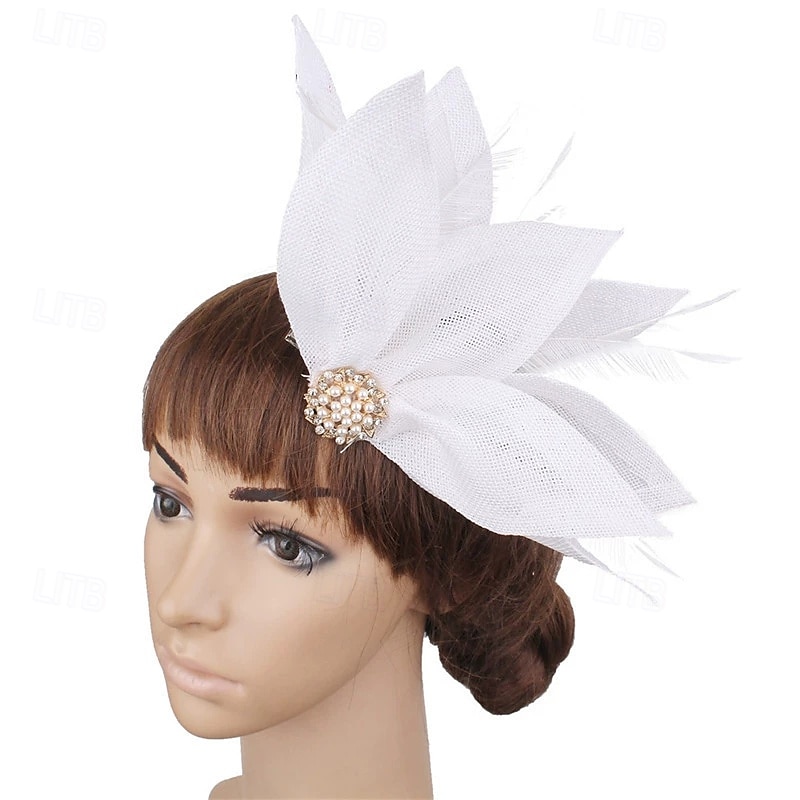 Kopfstück Leinenoptik Federn Hochzeit Abendgesellschaft Elegant Hochzeit Mit Feder Kopfschmuck Kopfbedeckung 2025 - $17.49 –P5