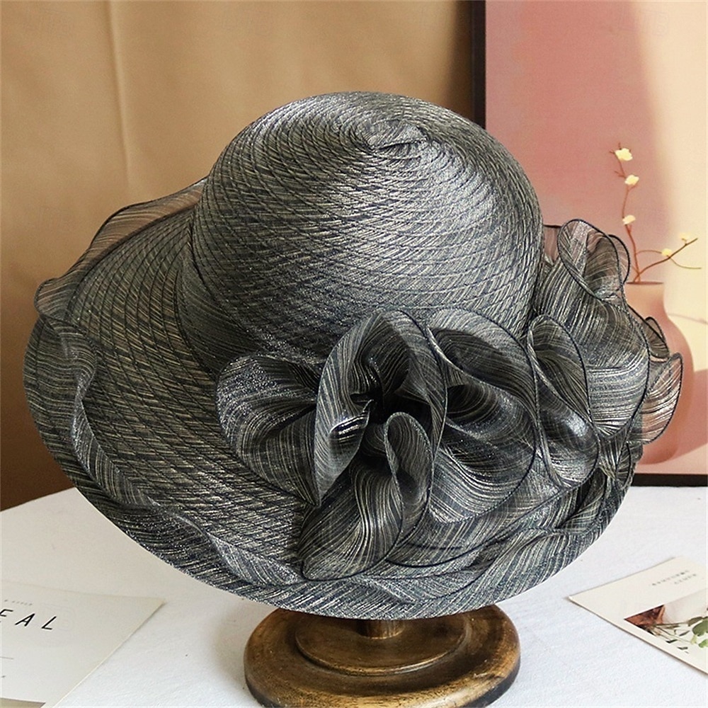 2026年 帽子 オーガンジー サンハット ウェディング ホリデーティーパーティー 競馬 カクテル エレガント ビンテージ かわいい 花のヘッドドレス 帽子  コレクション – $16.49 –P10