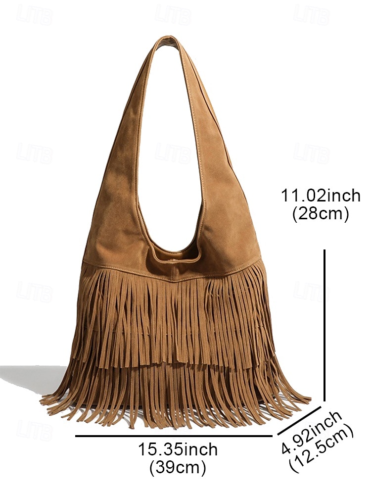 Women's Boho Fringe Shoulder Bag Hobo Handbag – Vintage Faux Suede Handbag for Music Festivals, Casual Outings & Travel 2025 - $24.99 –P9