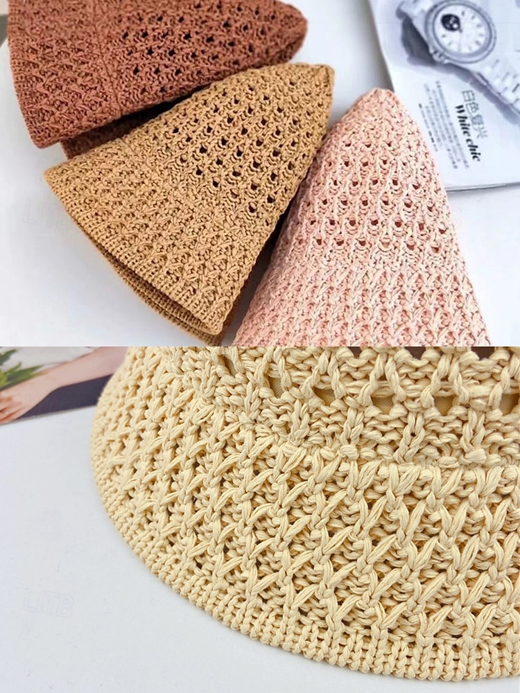 Chapeau de paille vintage pour femme – chapeau de soleil respirant tissé à la main, léger et pliable, chapeau de plage élégant pour les vacances d'été, les voyages et les activités de plein air de 2025 ? $14.99 –P8