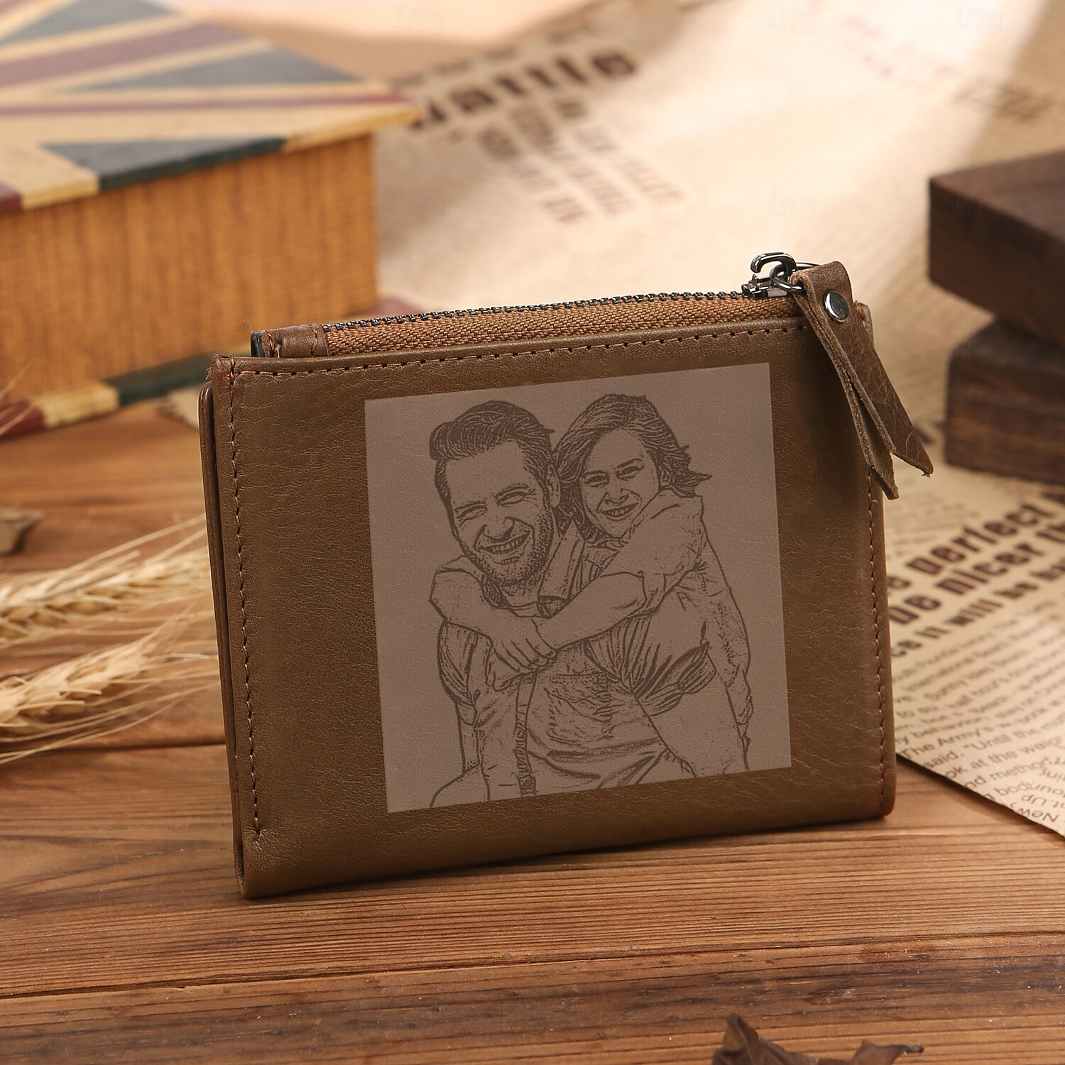 Portefeuille photo personnalisé meilleur cadeau pour papa portefeuille en cuir gravé pour mari grand-père fête des pères anniversaire anniversaire Noël mariage de 2025 ? $43.99 –P4