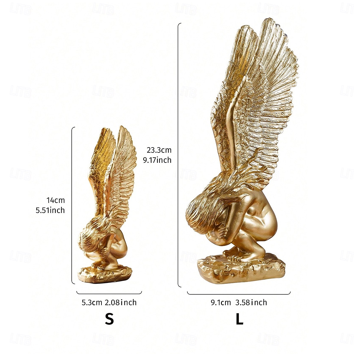 Gold Kneeling Angel Desktop Decoration, Resin Material Salvation Angel Sculpture, Handmade Craft for TV Background Wall, Entryway, Study, and Office Desk Decor 2025 - $7.99 –P2