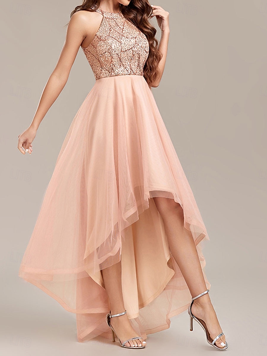 A-Line quinceanera šaty večerní šaty svatební svatební hosté podlahová délka bez rukávů halter krk bez zad s flitry derby šaty 2025 - $84.99 –P3