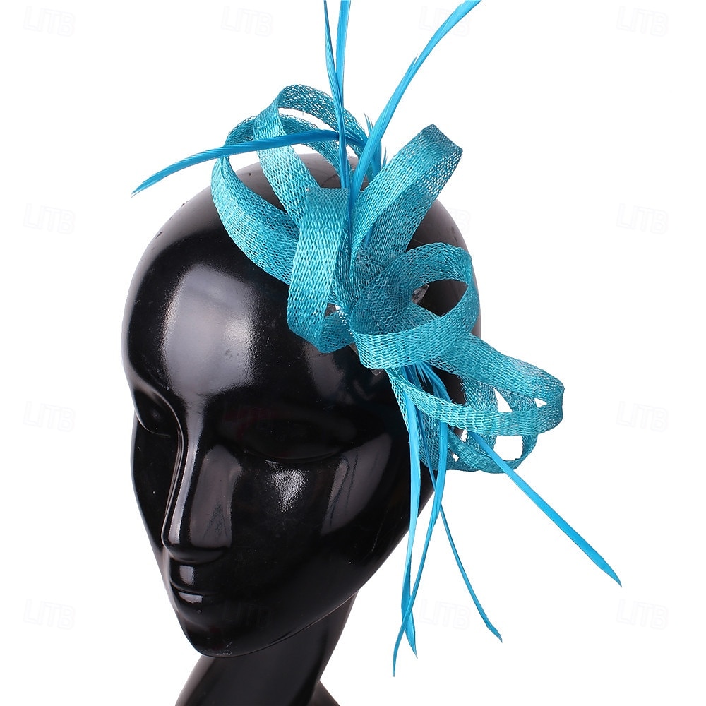 Kopfschmuck Faux Leinen Hochzeits Pferderennen Cocktail Elegant Süß Mit Feder Kopfschmuck Kopfbedeckung 2025 - $31.99 –P11