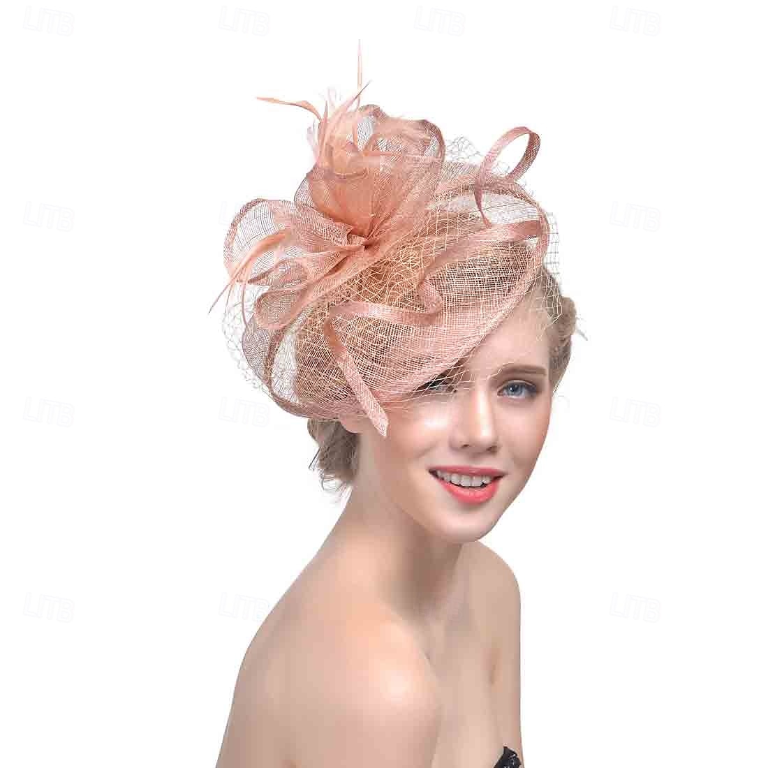 Fascinátory Organza Baret 30. léta Se širší krempou Dovolená Čajový dýchánek Kentucky Derby Dostih Dámský den Elegantní Vinobraní Jednoduchý S Peří Čistá Barva Přílba Pokrývky Hlavy 2025 - $46.99 –P5