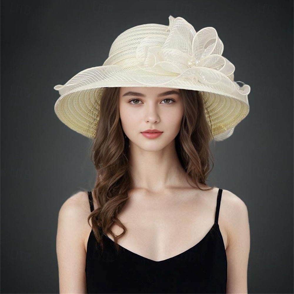 Sombreros de Poliéster Organdí Sombrero de Sol Boda Casual Vacaciones Té Fiesta Carrera de Caballos Elegante Vintage Protección Solar Con Diadema Floral 2026 - $19.99 –P3