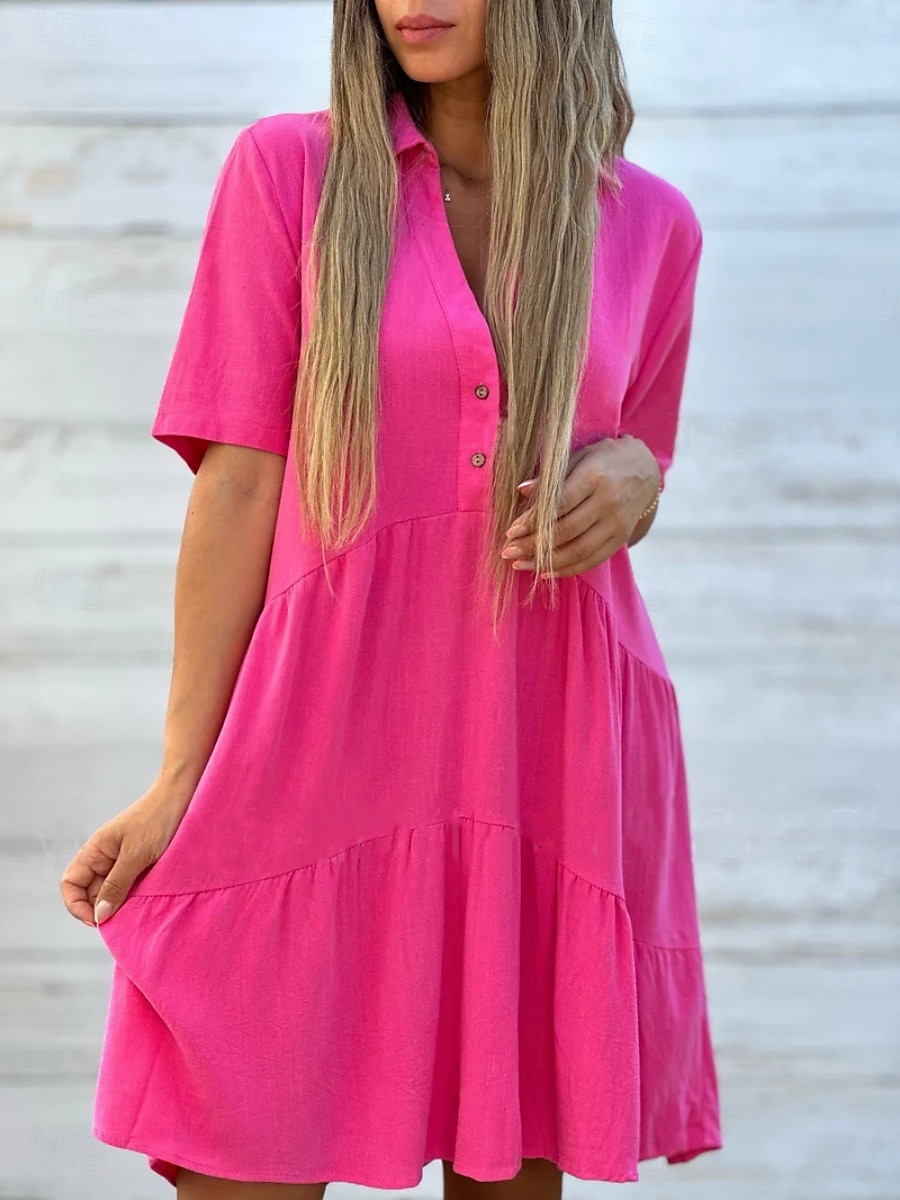 Pentru femei Rochie Mini Rochie albă Rochii Tip Cămașă Rochie casual Rochie de vară Modă Clasic Modern Zilnic Sfârșit de săptămână Fit regulat Simplu Manșon Jumate Guler Cămașă Negru Alb Roșu-aprins 2025 - $21.99 –P7