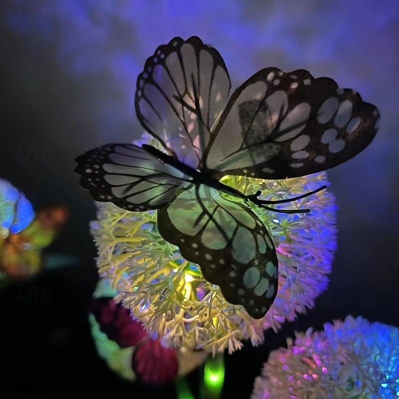 2 Pcs LED Outdoor Solar Lights 3 Head Simulated Dandelion Onion Butterfly Strip Light with Luminous Ground Insertion Patio Lights Courtyard Garden Park Path Lawn Wedding Party Festival Atmosphere 2025 - $34.99 –P5