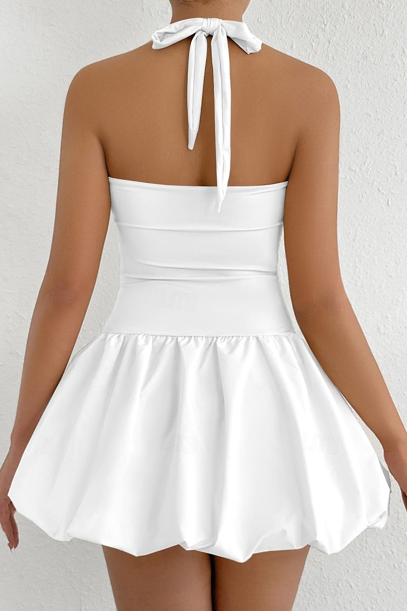 Pentru femei Rochie Mini Rochie albă Rochie de absolvire Rochie cu decolteu Modă Modern Absolvire Dată Petrecere ceai Fit regulat Simplu Fără manșon Gâtul halter Roz Deschis Negru Alb Roșu-aprins Vară 2025 - $31.99 –P3