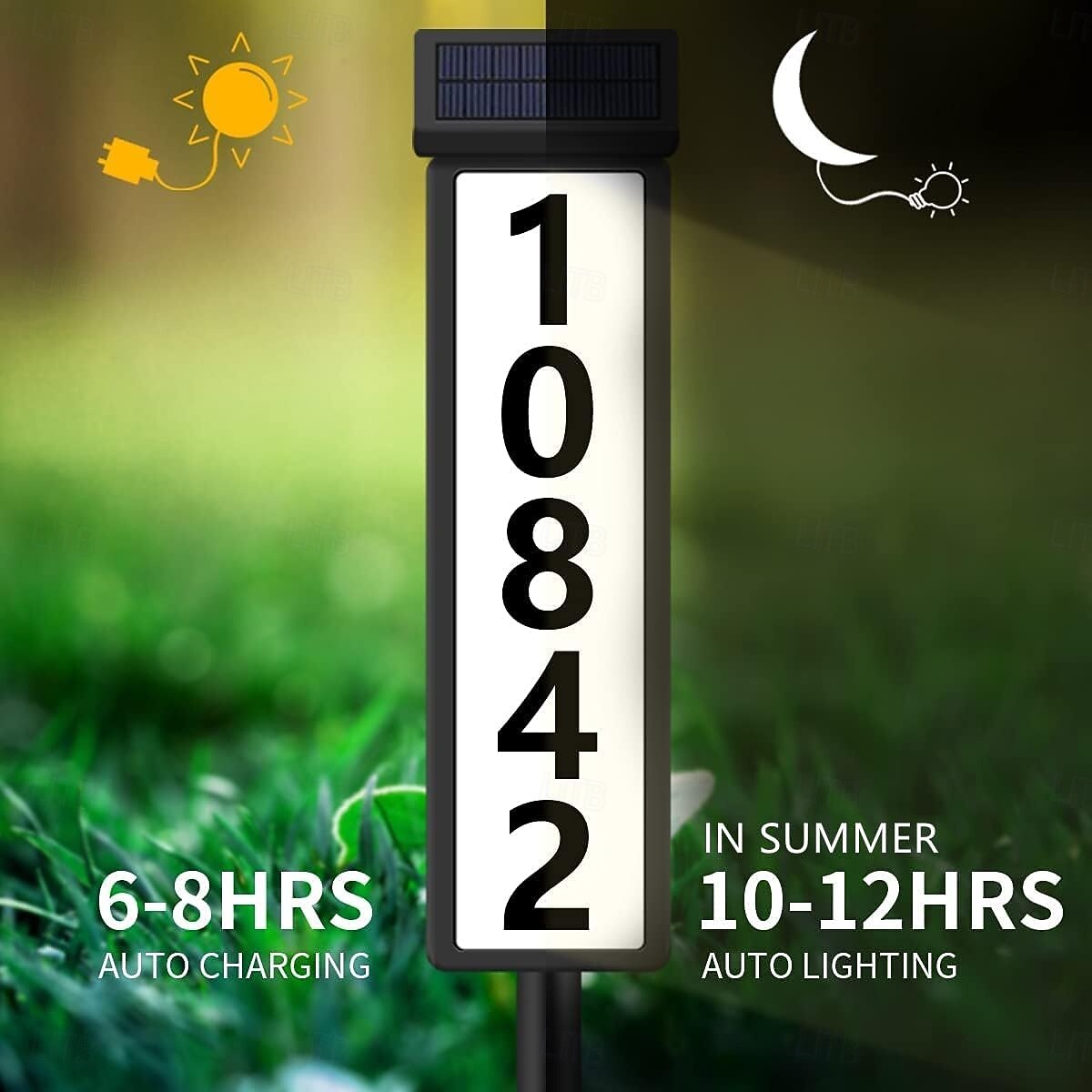 Solar Address Lights Lighted House Address Numbers Sign House Numbers for Outside Light up LED Illuminated Home Number 2-Color Lighting Modes Waterproof Lighted Address Plaque for Yard Home 1PC 2026 - $51.99 –P2