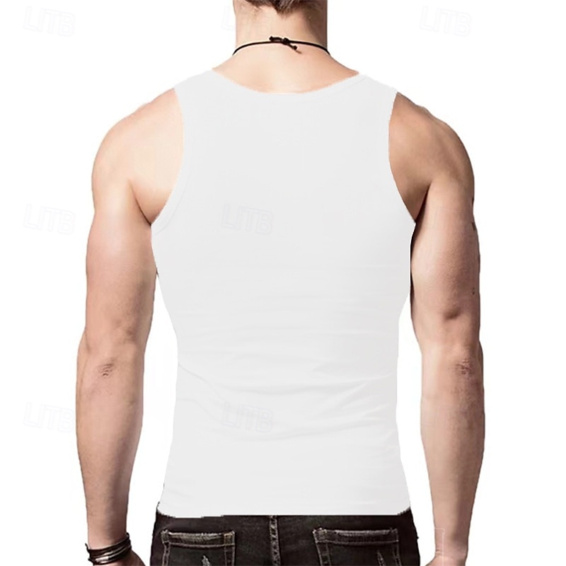 Homens Malha Íntima Top de colete Camiseta Interior camisa sem manga Sem Manga Gola Redonda Verão Tecido Moda Designer Básico Clássico Férias Rua Para Noite Preto Branco Vinho Top Tee para Homens de 2025 por $11.99 –P3