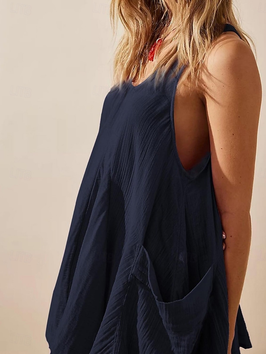 Women's Mini Dress Petite Dress Casual Dress Summer Dress Slip Dress Fashion Classic Modern Daily Beach Weekend Regular Fit Plain Sleeveless U Neck Black Navy Blue Blue Green Summer 2025 - $18.49 –P5