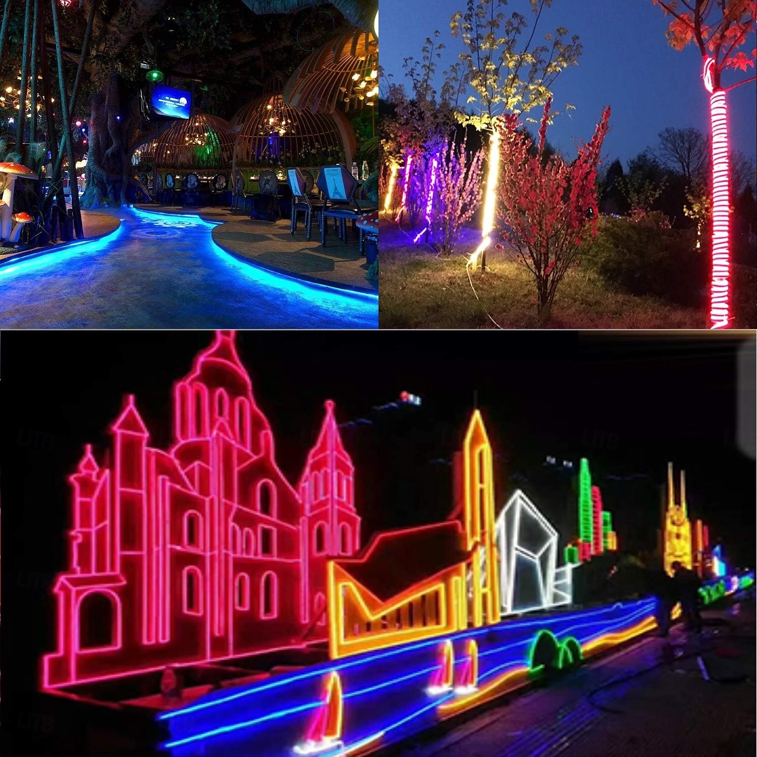 Fita de luz LED neon 360 com aplicativo Bluetooth sincronização de música cronometragem 10-132 pés flexível/à prova d'água/luz de corda LED 23 teclas controle remoto adequado para decoração de de 2025 por $52.99 –P3