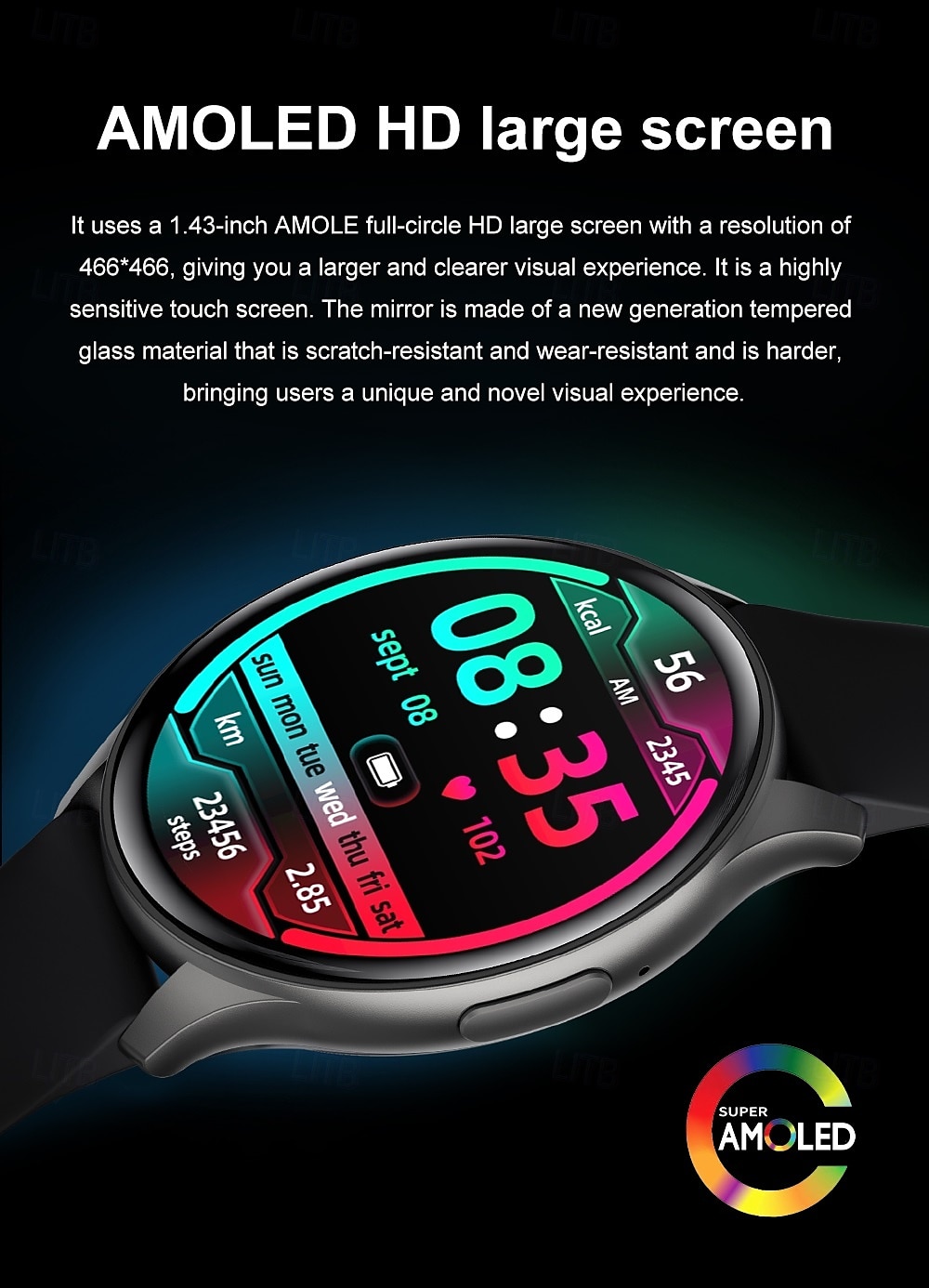 696 ZW60 Smart Watch Fitness Tracker ECG PPG Bluetooth Anropspåminnelse Android iOS IP67 44mm 1,43 2025 - $39.99 –P3