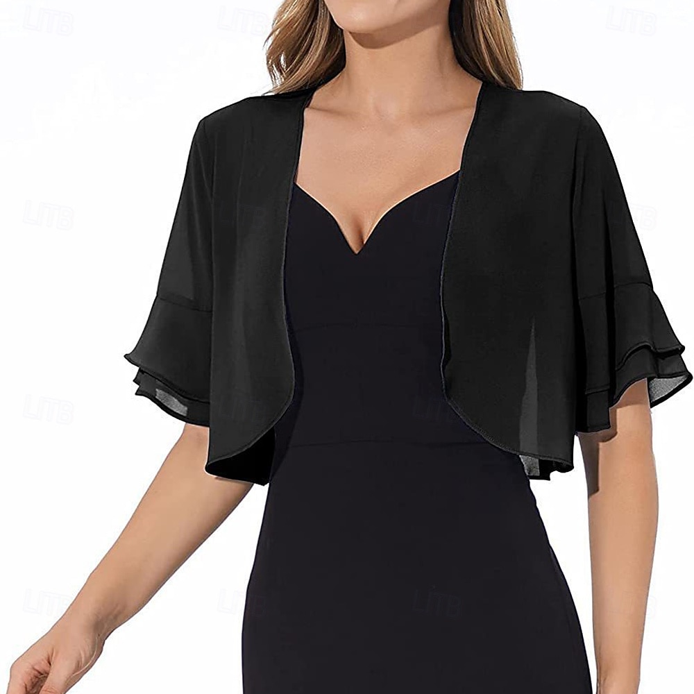 Damesomslag Elegant Mouwloos Chiffon Bruiloftsomslagen Met Pure Kleur Voor Feest Lente zomer 2025 - $11.99 –P3