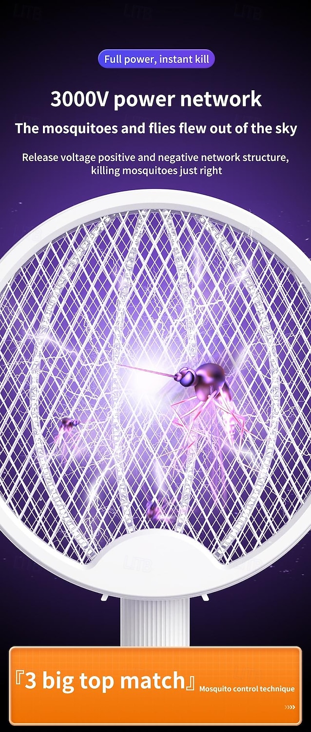 USB 2-in-1 Folding Mosquito Swatter Lamp – Rechargeable Electric Fly Killer for Dormitory and Home Use 2025 - $22.99 –P5