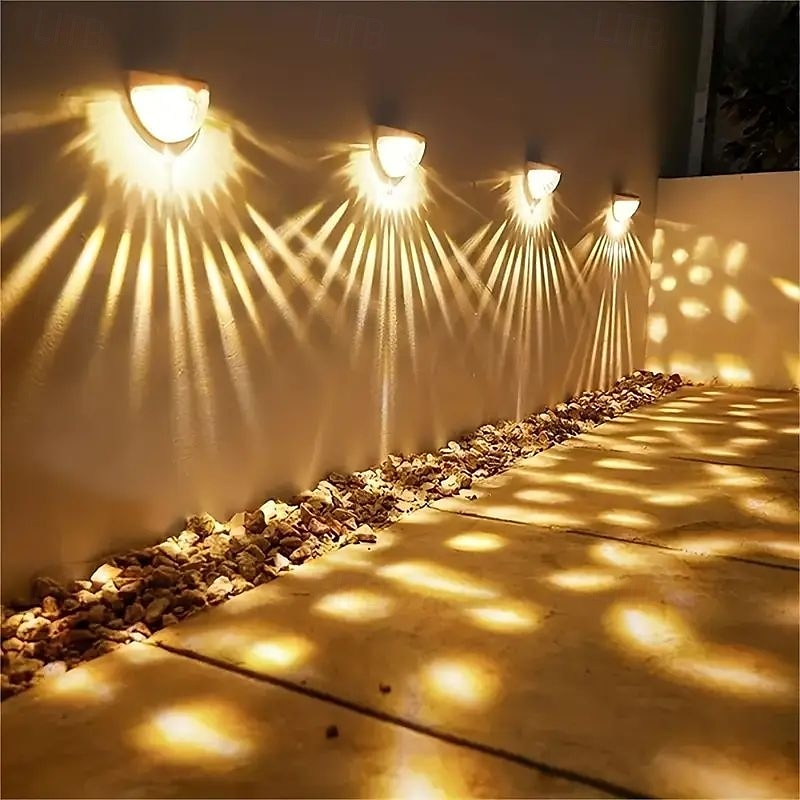 4 pezzi luce da parete solare impermeabile per esterni cortile giardino recinzione scala parete balcone recinzione illuminazione luce bianca luce calda radiante del 2025 a $16.49 –P8