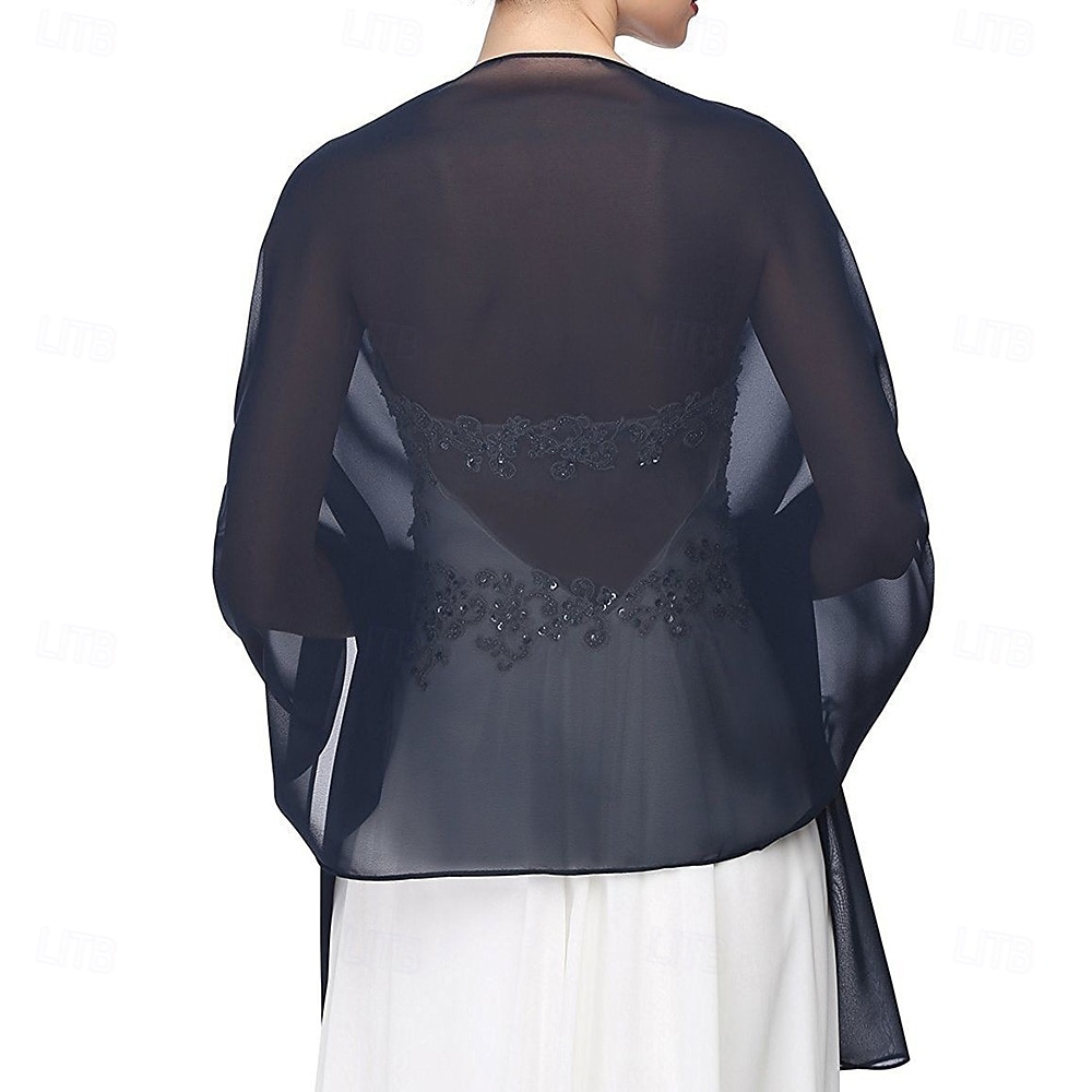 Damenumhang Elegant Ärmellos Chiffon Hochzeit Schals Mit Unifarbe Für Party Frühling & Sommer 2025 - $5.99 –P8