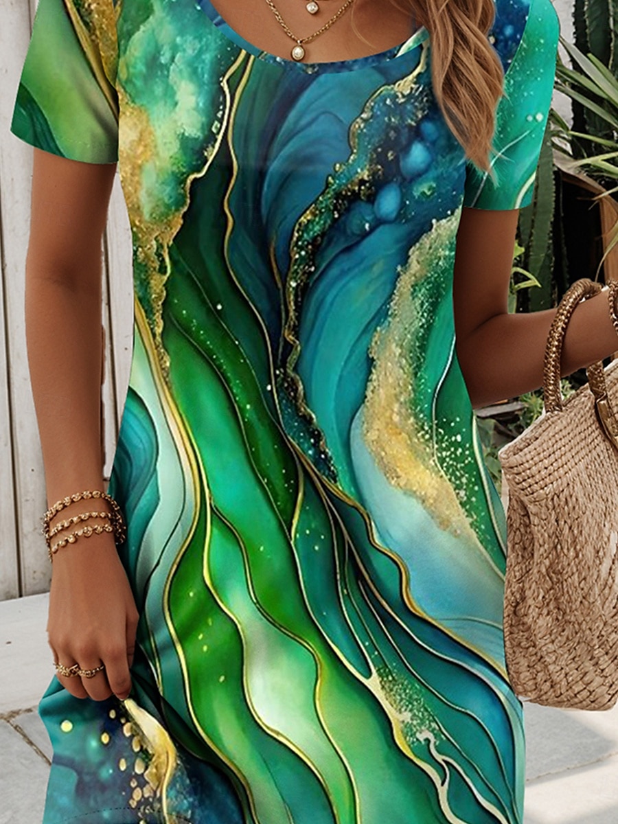 Femmes Mini Robe Robe T-Shirt Robe trapèze Robe d'été Occasionnel Quotidien Coupe régulière Graphique Géométrique Manche Courte Col Rond Rouge Bleu Vert foncé Violet Été Printemps de 2025 ? $23.99 –P3