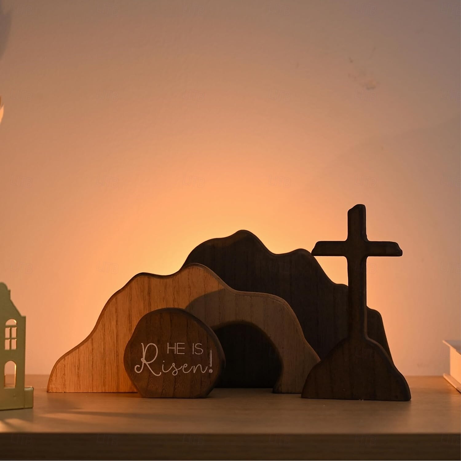 Empty Tomb Easter Scene and Cross Decoration, Wood Easter Resurrection Scene for Tiered Tray, Jesus Nativity Scene Decor for Religious Decorations, Home Office Tabletop, Shelf Decor 2025 - $18.99 –P7
