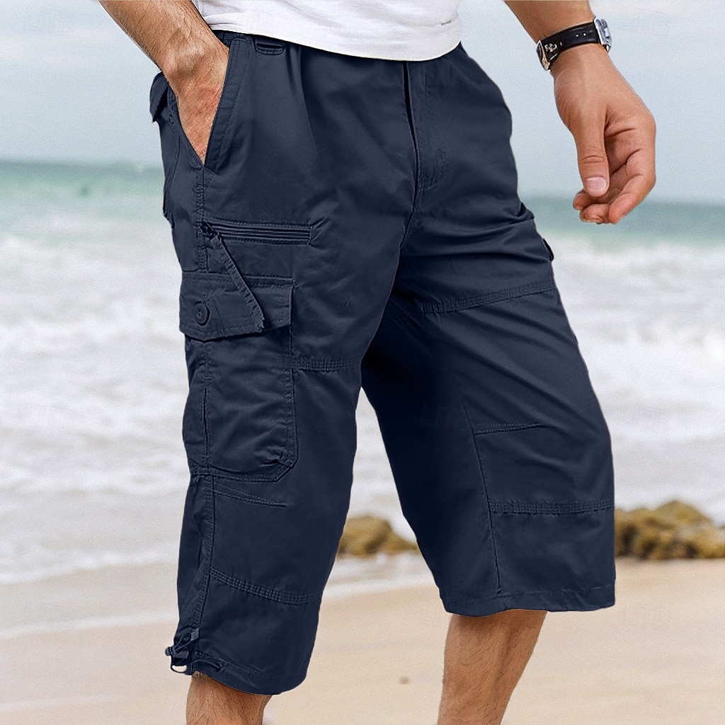 Per uomo Pantaloncini modello cargo Pantaloni modello Capri pantaloncini capri Maglia da escursione Vita elastica Multi tasca Con cintura Liscio Comfort Traspirante Polpaccio Giornaliero del 2025 a $22.99 –P7
