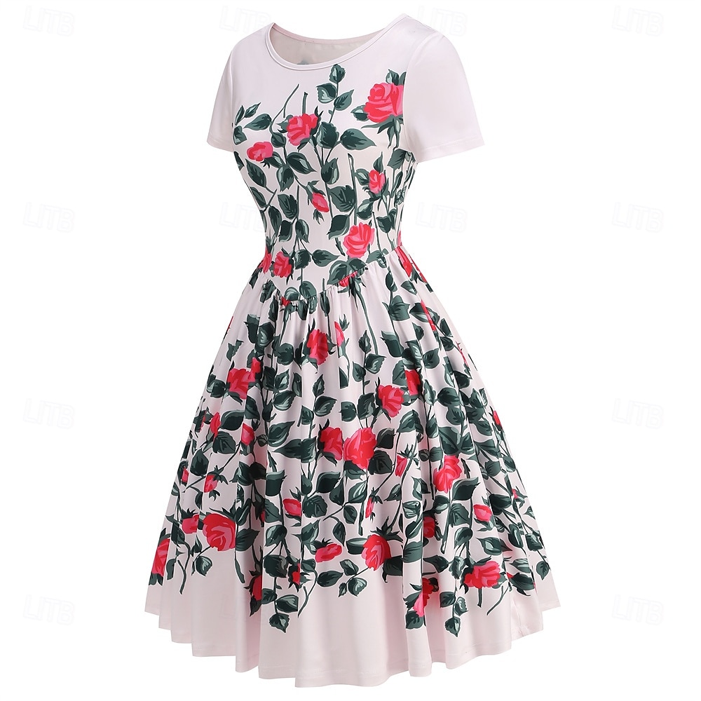 Retró 1950-es Rockabilly Ruhák Swing ruha Virágos Női Farsang Álarcos mulatság Hétköznapi viselet Felnőttek Ruha Hazatérő ruhák 2025 - $21.99 –P2