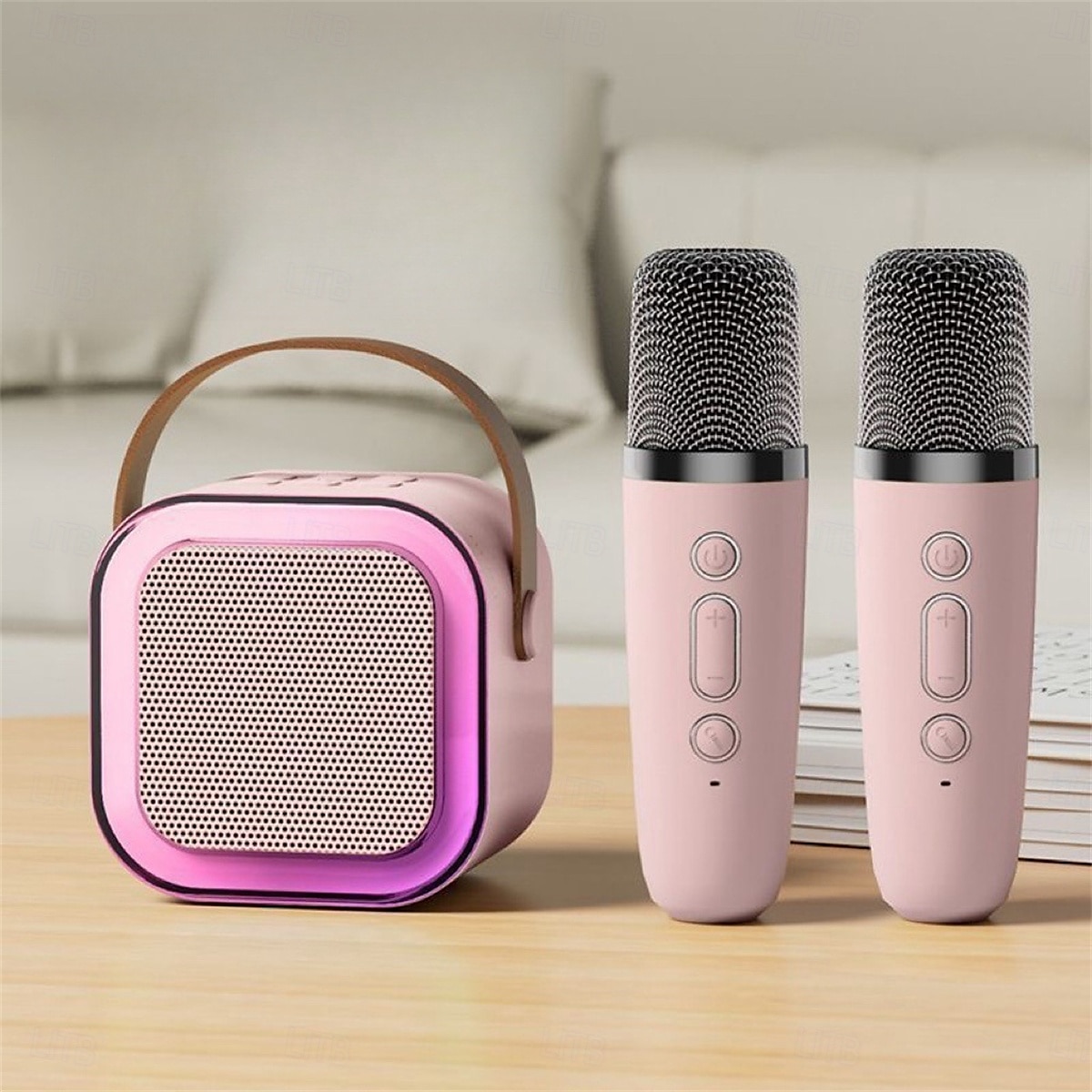 Mini Karaoke Machine Portable Bluetooth Mini Karaoke Microphone Singing Speaker with 2 Wireless Mic and Light  for All Smartphones 2025 - $41.99 –P13