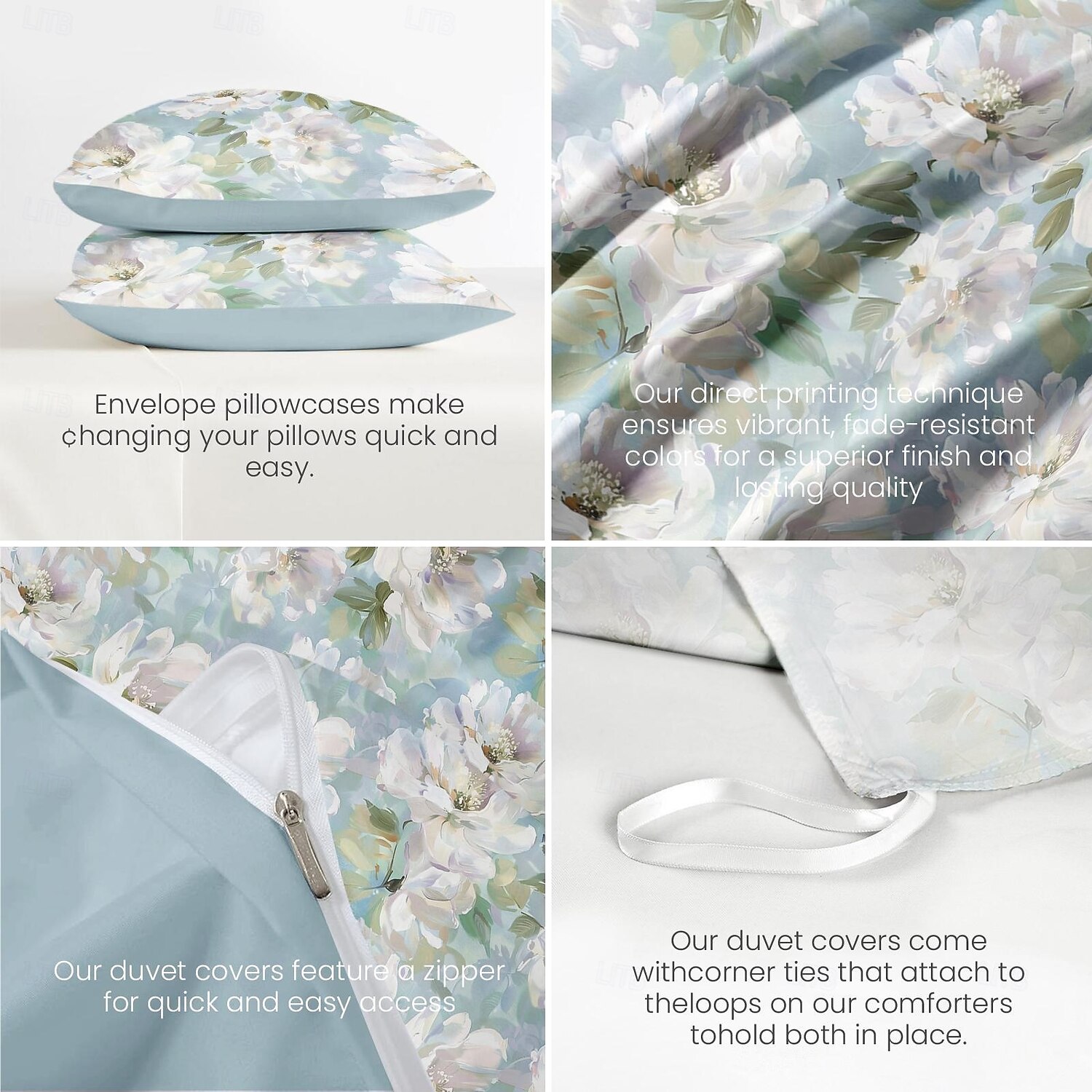 Capa de Edredom Floral Romântica Tamanho Duplo Conjunto de Cama Conjuntos de Cama Capa de Colcha Macia e Leve com 2 Cases de Almofada para Verão Primavera de 2025 por $60.99 –P9